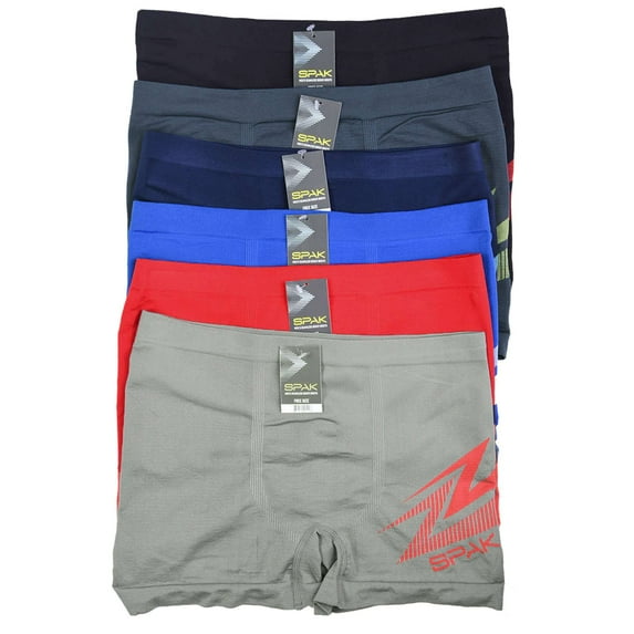 6-Pack Men's Seamless Short Boxer Briefs Underwear, Thunder Multi Color
