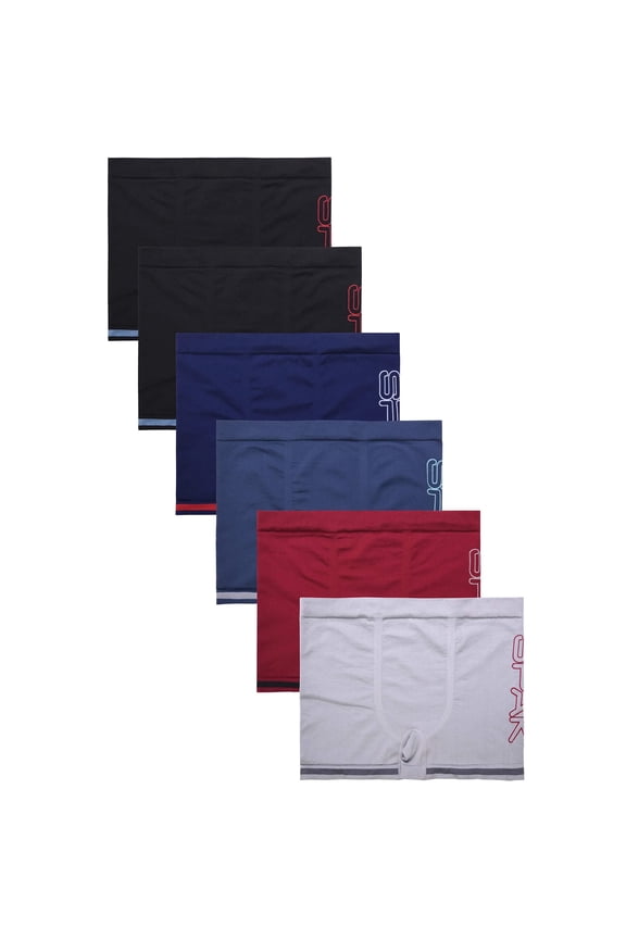 6-Pack Men's Seamless Short Boxer Briefs Underwear, Vertical Side Logo Multi Color
