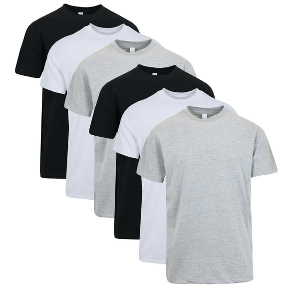 6-Pack Men's Short Sleeve Crew Neck Cotton Teen (Sizes, M - 3XL)