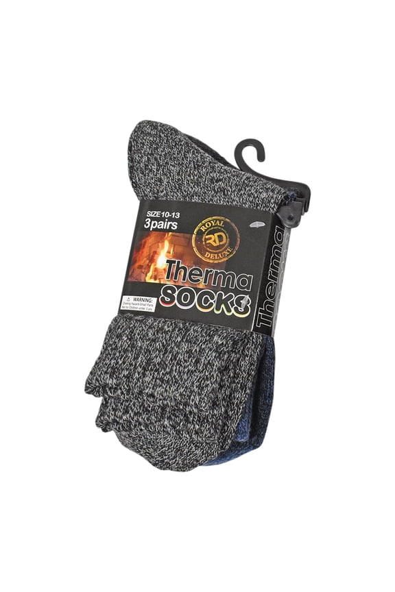 6-Pack Men’s Thermal Socks Size 10-13, Dark Marled