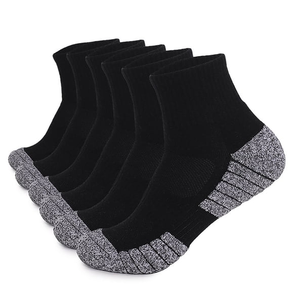 6 Pack Men's Tube Socks Breathable Stretch Ankle Athletic Socks with Arch Support Cushioned Comfortable Running Sports Quarter Socks