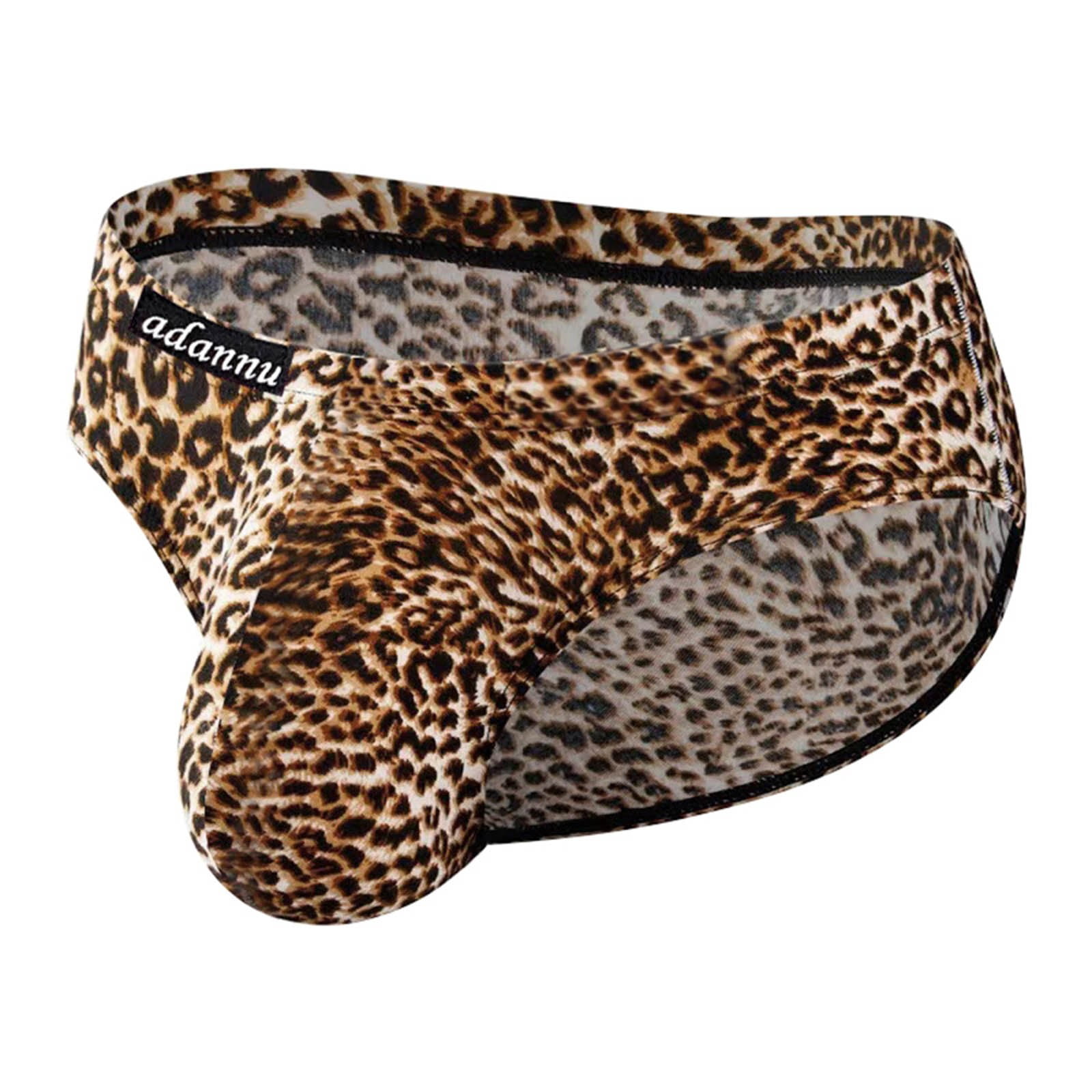 6 Pack Men's Underwear Trend U Leopard Print Panties Low Waist Nylon Crotch Breathable Briefs