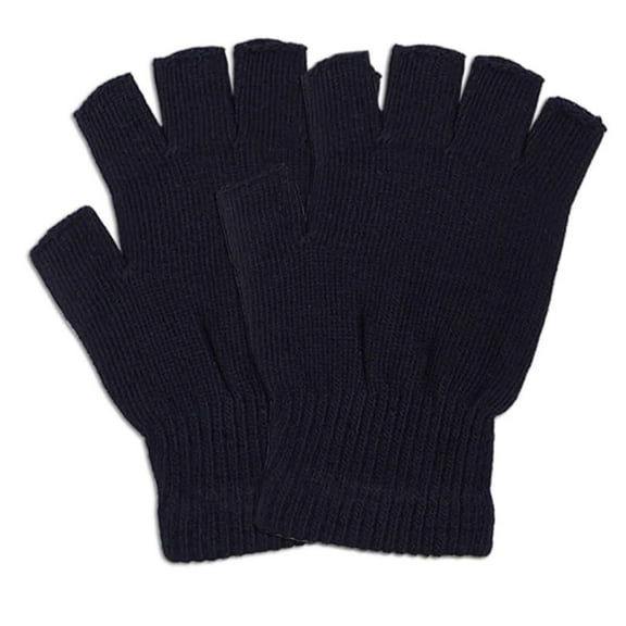 6-Pack Men's Winter Polyester Magic Fingerless Gloves, Black, One Size