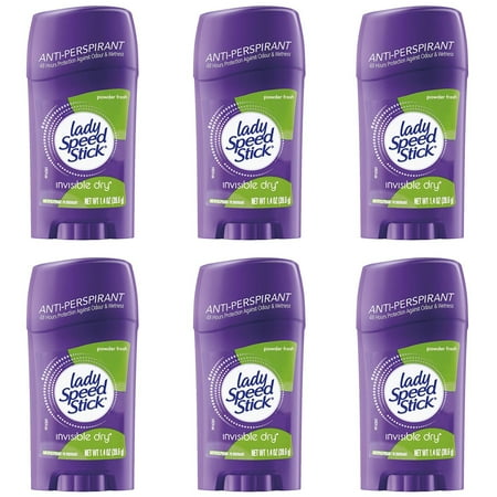 (6 Pack) Mennen Lady Speed Stick Invisible Dry Deodorant Powder Fresh, 1.4 Ounce