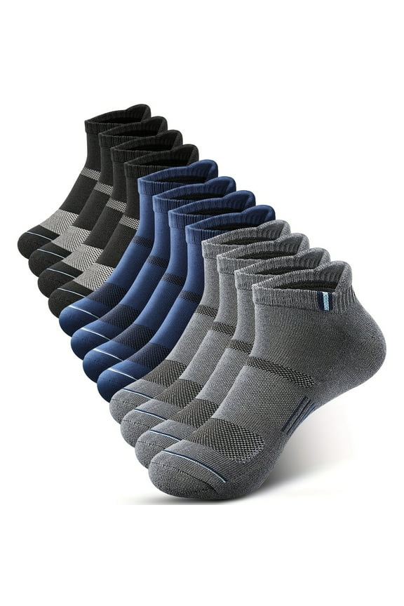 6 Pack Mens Athletic Ankle Socks - High-Performance Low Cut Design for Enhanced Mobility - Breathable, Comfortable, and Perfect for Fitness, Running, Sports, and Outdoor Activities