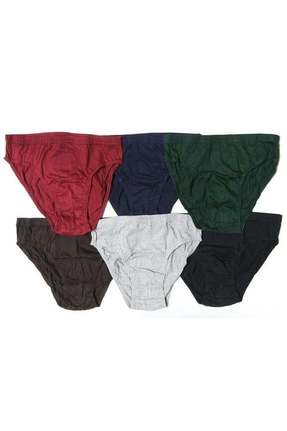 6 Pack Mens Bikinis Briefs Underwear 100% Cotton Solid Knocker Size Medium 32-34