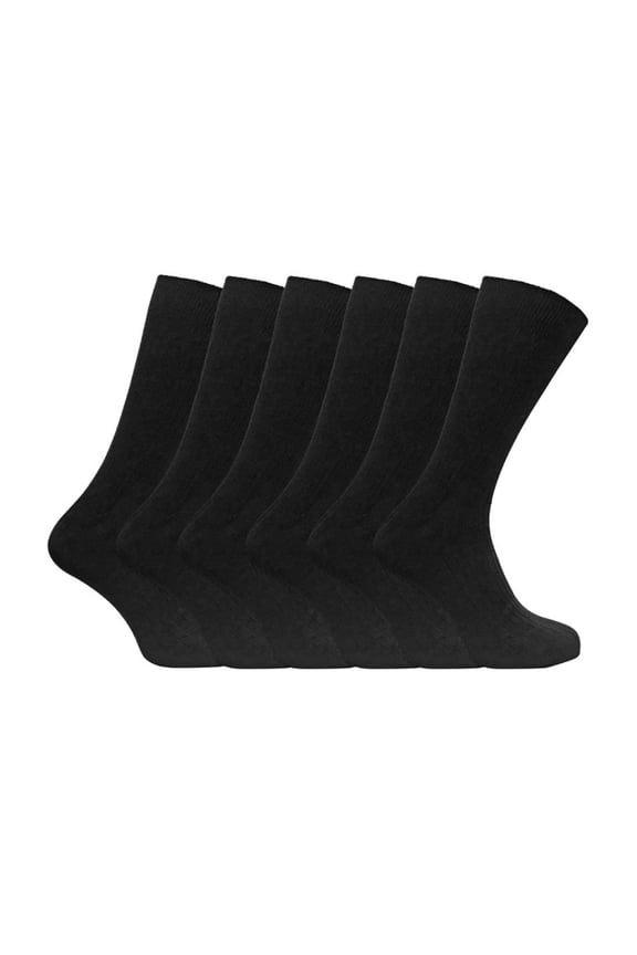 6 Pack Mens Soft 100% Cotton Breathable Coloured Ribbed Dress Socks
