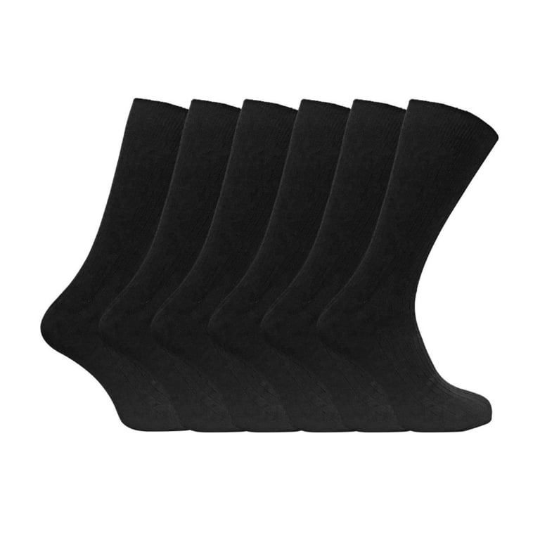 Sock Snob 6 Pack Mens Soft 100% Cotton Breathable Coloured Ribbed Dress Socks - Black - L Sock Snob 6 Pack Mens Soft 100% Cotton Breathable Coloured Ribbed Dress Socks - Black - L