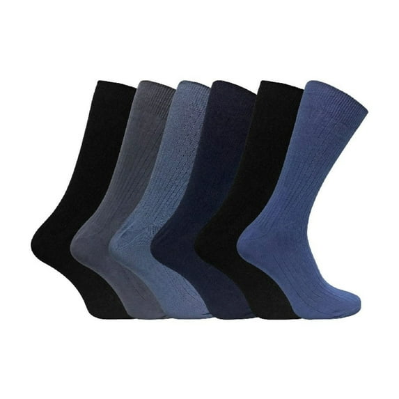 6 Pack Mens Soft 100% Cotton Breathable Coloured Ribbed Dress Socks