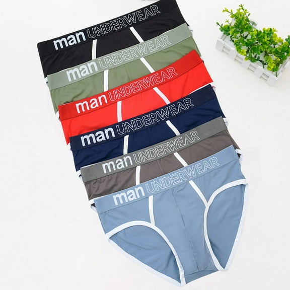 6 Pack Mens Underwear Big & Tall L-5X Plus Size Mid Waisted Color-Block Stretchy Breathable Multipack Athletic Workout Briefs Fall