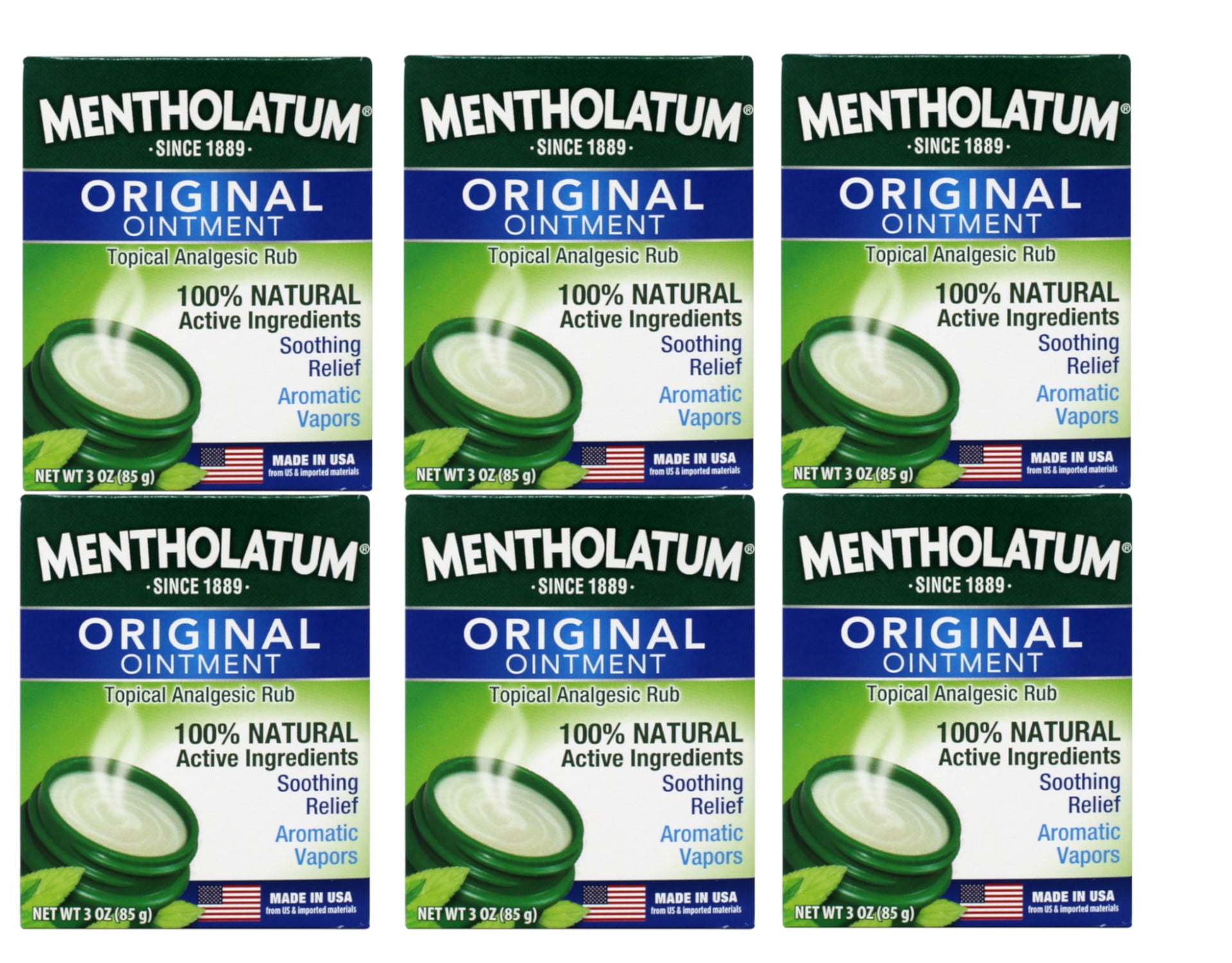 6 Pack Mentholatum Original Topical Analgesic Ointment Aromatic Vapor Rub 3oz