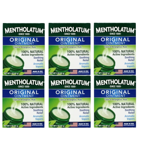 6 Pack Mentholatum Original Topical Analgesic Ointment Aromatic Vapor Rub 3oz