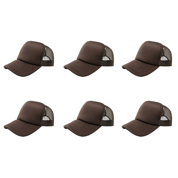 6 Pack Mesh Trucker Hats Breathable and Lightweight for Everyday Wear (Brown)