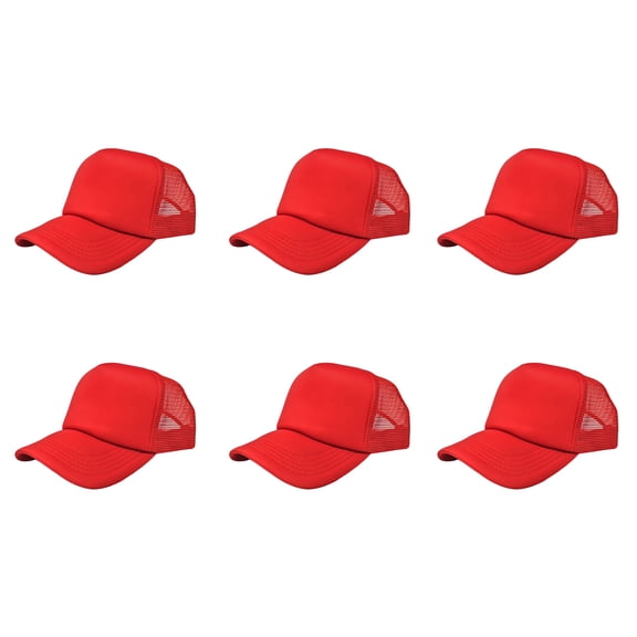 6 Pack Mesh Trucker Hats Breathable and Lightweight for Everyday Wear (Red)