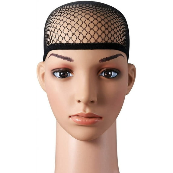 6 Pack Mesh Wig Cap for Women Open End Fishnet Wigs Caps Fashion Lady Net Liner Weaving Cap for Short and Mid-length Hair (Black)