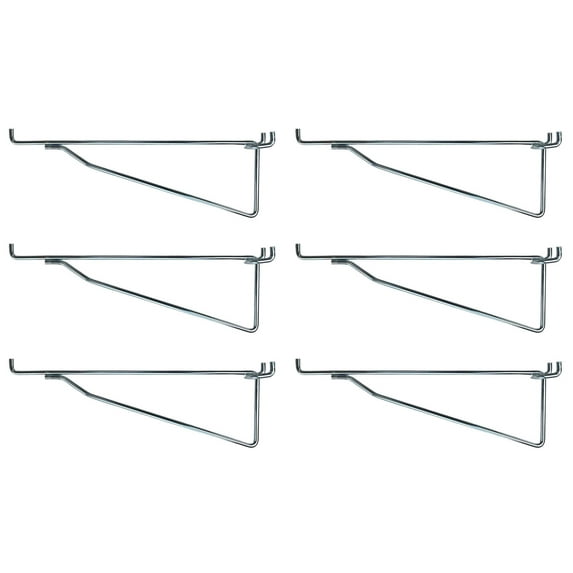 (6 Pack) Metal 12 Inch Shelf Bracket Garage Peg Hanger for 1/8" 1/4" Pegboard