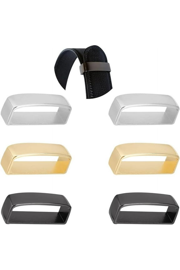 6 Pack Metal Belt Loop Keeper 3 Colors Alloy Men's Belt Buckles 1.4-1.55 Inch(35.5-39.5mm) Rectangle Ring Webbing Strap End Fastener Backpack Purse Strap Leather Craft Making Accessories