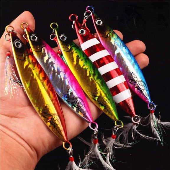6 Pack Metal Cast Jig Spoon 20-80G Casting Jigging Slow Sinking Fishing Lure