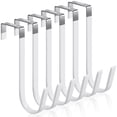 thumbnail image 1 of 6 Pack Metal Over The Door Hooks, Over Door Hooks With Soft Rubber Surface, Heavy Duty Organizer Over The Door Hangers for Clothes, Umbrellas, Bag, Towels, Hats (White), 1 of 6