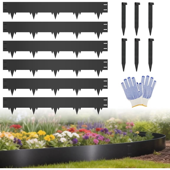 6-Pack Metal Landscape Edging (20ft Total), 40" x 6.5" Steel Garden Edging Border w/ 6 Stakes, Rustproof Hammer-in Edging for Landscaping, Lawn, Yard, Tree Rings, Flower Beds