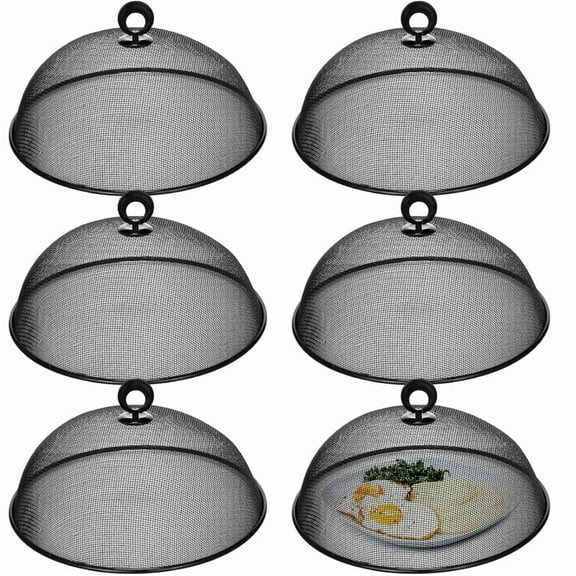 6 Pack Metal Mesh Food Cover, NOGIS 11.8 Inch Outdoor Picnic Plate Serving Covers, Food Tents Dome Screen Umbrella, Vegetable Plant Seed Protector for Table, BBQ, Outside Parties and Garden
