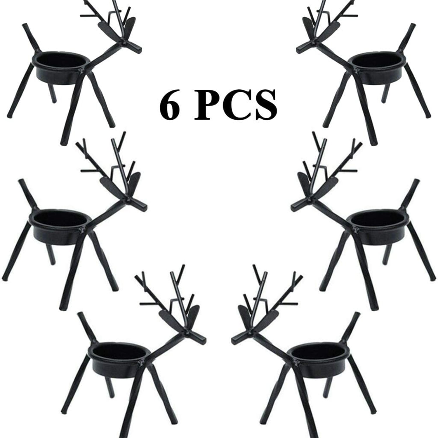 6 Pack Metal Reindeer Candle Holders, Rustic Christmas Table Decoration, Deer,Tealight, Home