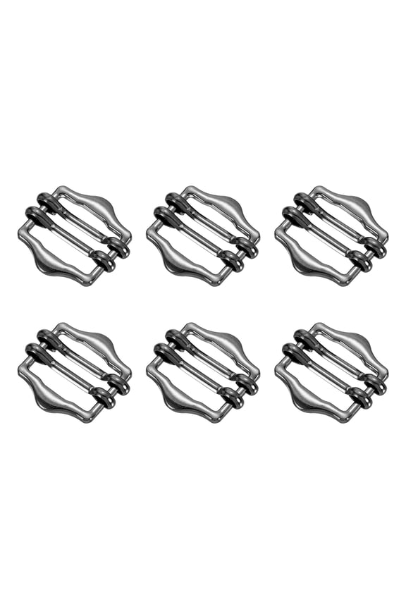 6 Pack Metal Slide Buckles, 15mm Double-Pin Webbing Strap Roller Adjuster, Slider Buckle Tightener for Suit Belt Cloth Bags Replacement Part, Dim Gray