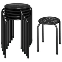 6-Pack Metal Stackable Stools, 17.5'' Backless Nesting With Round Top, Metal Frame for Home Office School, Adults Students Flexible Seating, Portable Classroom Set of 6 (Black)