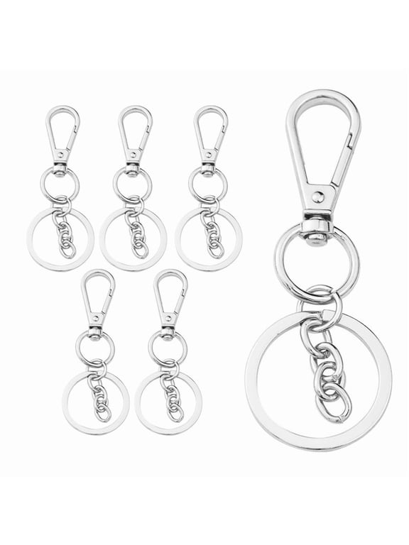 6 Pack Metal Swivel Lobster Claw Clasps and Key Rings, Keychain Clip with Large Key Ring, Premium Keychains Clips, Snap Hooks and Sturdy Key Rings, for Key Chain Making Kit, Art Craft, Jewelry Making