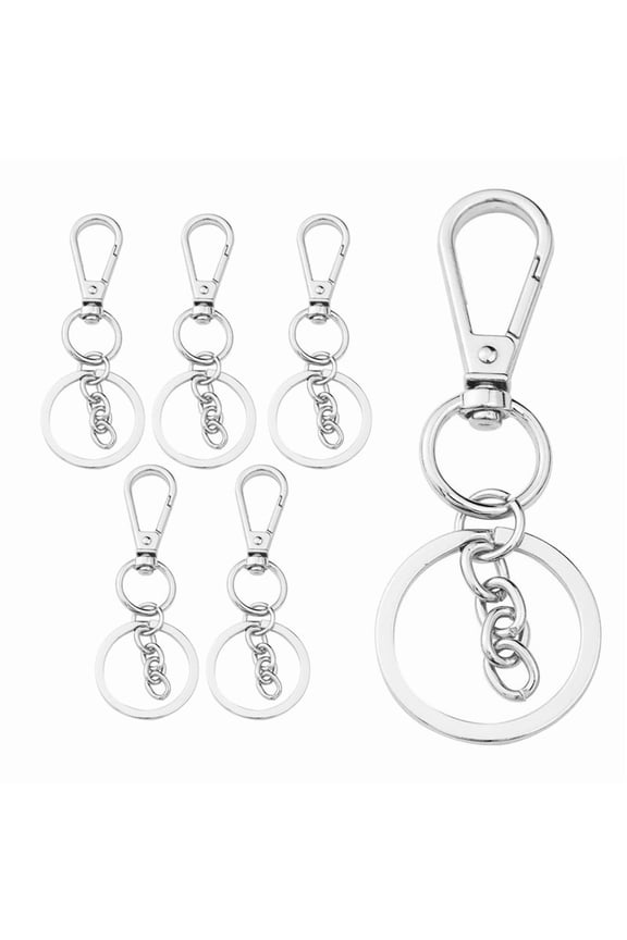 6 Pack Metal Swivel Lobster Claw Clasps and Key Rings, Keychain Clip with Large Key Ring, Premium Keychains Clips, Snap Hooks and Sturdy Key Rings, for Key Chain Making Kit, Art Craft, Jewelry Making