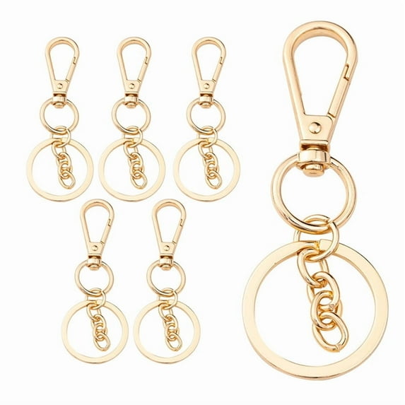 6 Pack Metal Swivel Lobster Claw Clasps and Key Rings, Keychain Clip with Large Key Ring, Premium Keychains Clips, Snap Hooks and Sturdy Key Rings, for Key Chain Making Kit, Art Craft, Jewelry Making