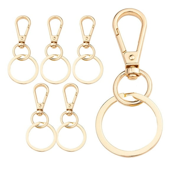 6 Pack Metal Swivel Lobster Claw Clasps and Key Rings, Keychain Clip with Large Key Ring, Premium Keychains Clips, Snap Hooks and Sturdy Key Rings, for Key Chain Making Kit, Art Craft, Jewelry Making