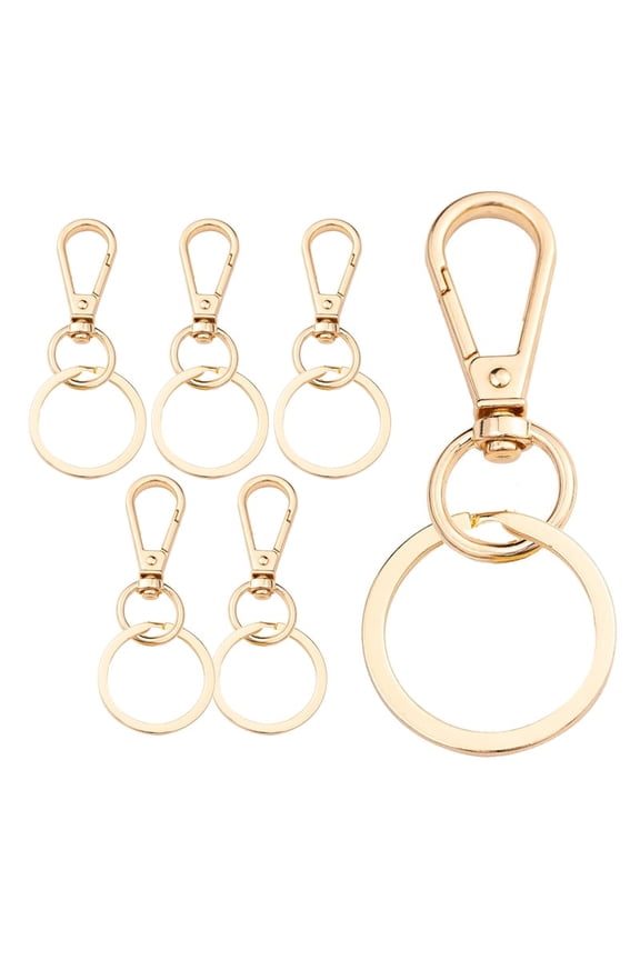 6 Pack Metal Swivel Lobster Claw Clasps and Key Rings, Keychain Clip with Large Key Ring, Premium Keychains Clips, Snap Hooks and Sturdy Key Rings, for Key Chain Making Kit, Art Craft, Jewelry Making