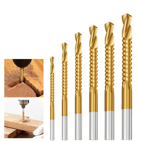 6 Pack Metal Twist Drill Bits, Serrated Side Cutting Drill Bit, Hex Shank Serrated Cutting Drill Bits, Drill Bit Woodworking Tools, Hole Holesaw Tool for Plastic Metal Wood Hole