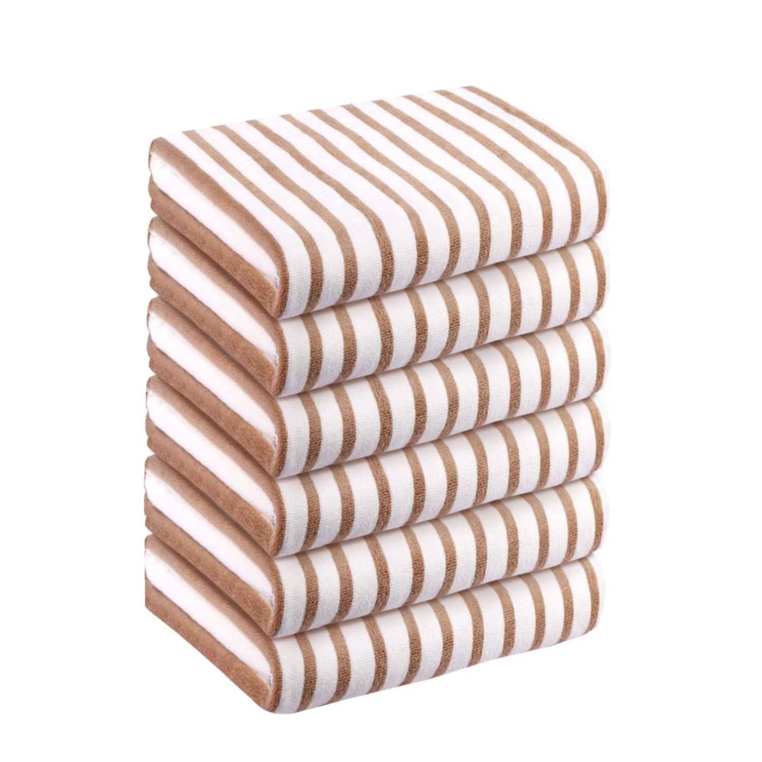 6 Pack Microfiber Bath Towels Cabana Stripe Beach Towel Set 30x60 Oversized Soft Premium
