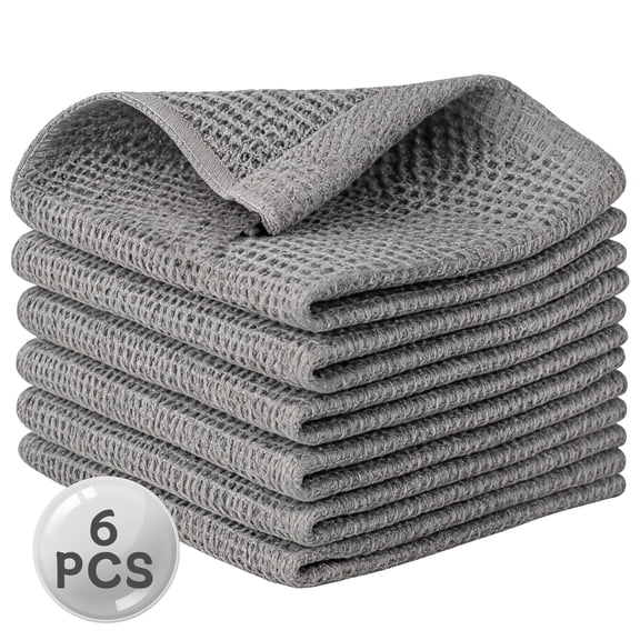 6 Pack Microfiber Cleaning Cloths, 12 x 12 inch Grey Soft Absorbent Lint-Free Washable All-Purpose Cloths
