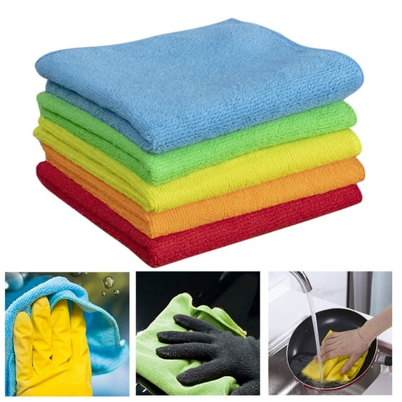 6 Pack Microfiber Cleaning Towels, Multipurpose Absorbent Cloths for Kitchen, Car, Windows, and Housekeeping, 11.8x11.8 Inch, Lint-Free & Streak-Free Reusable Cleaning Rags