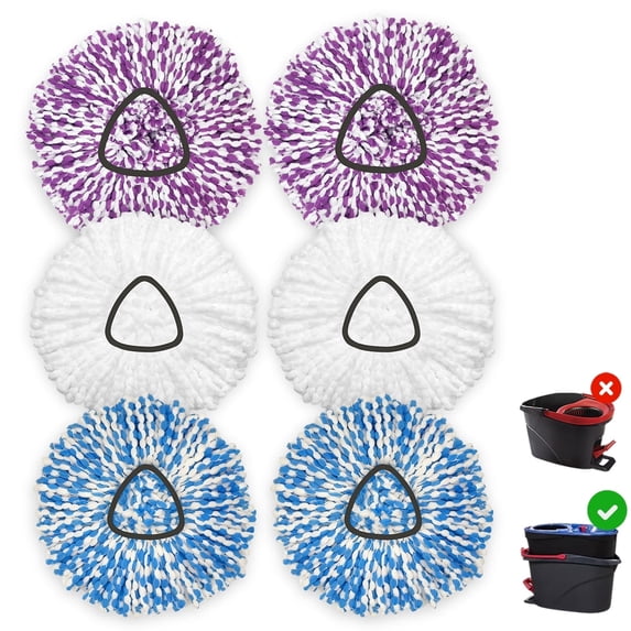 6 Pack Microfiber Spin Mop Refills Compatible with O Cedar RinseClean 2-Tank System, Machine Washable, Scratch-Free & Absorbent