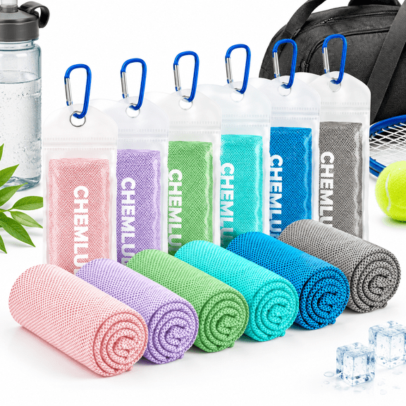 6 Pack Microfiber Towels, 40"x12", UPF 50 Sun Protection for Gym and Outdoor Use