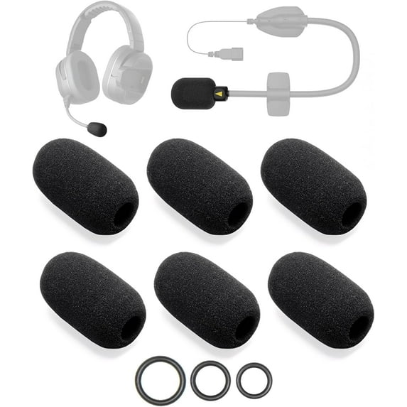 6-Pack Microphone Foam Compatible with CARDO PACKTALK, FREECOM X, Spirit Series, Motorcycle Helmet Mic Cover Replacement Parts Windscreen Pop Filter + 12 O-Rings in 3 Sizes
