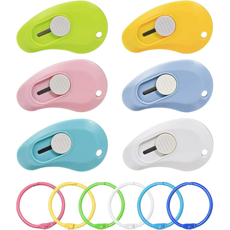 6 Pack Mini Box Cutter, Portable Mini Retractable Utility Knife Letter Opener Pocket Knives Colorful Office School Stationery for Cutting Envelope