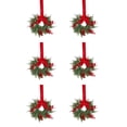thumbnail image 1 of 6 Pack Mini Christmas Cabinet Wreaths,10.6 Inch Artificial Cypress Small Wreath with Red Velvet Bow & Red Berries,Xmas Hanging Wreath for Kitchen Cabinet Window Door Holiday Decor, 1 of 6