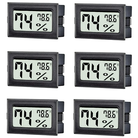 6 Pack Mini Digital Thermometer Hygrometer,Indoor Temperature and Humidity Gauge Meter Monitor Fahrenheit () Thermohygrometers