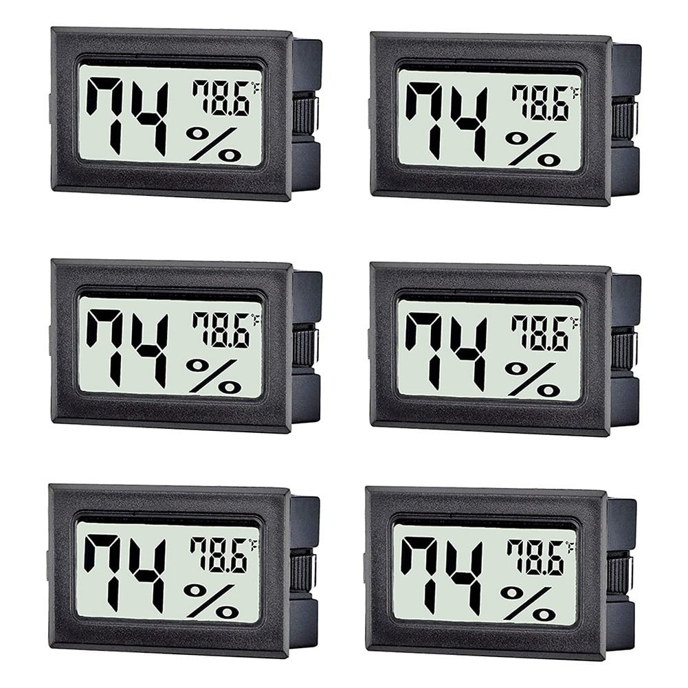 6-Pack Mini Digital Thermometer Hygrometer Temperature Humidity Gauge Meter