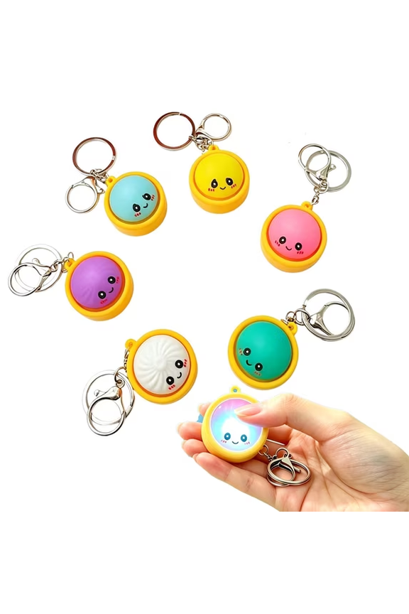 6 Pack Mini Dumpling Keychain, Crisp Sound,Creamy,Mini Dumpling Squishies Stress Relief Fidget Clicker Keychain,Anxiety Relief & Focus Boost Quiet Toys for Adults at Work, Travel, Home