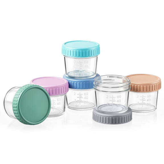 Vesteel 6 Pack 4oz Salad Dressing Containers to Go, Mini Glass Condiment Containers with Lid, Reusable Sauce Jars for Meal Prep & Lunch Box, Leakproof , Dishwasher & Freezer Safe