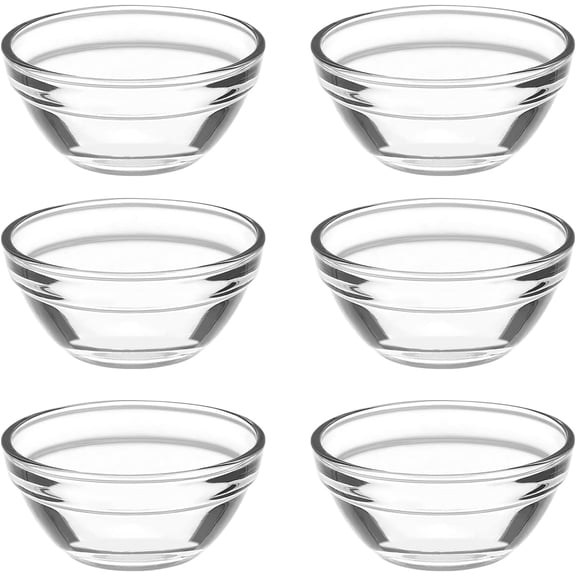 6 Pack Mini Glass Prep Bowls 2.3x1.1Inch Stackable Serving Dish