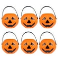 thumbnail image 1 of 6 Pack Mini Halloween Pumpkin Bucket Portable Lantern Candy Bucket Children Trick or Treat Pumpkin Bags for Party Favor Supplies (Orange), 1 of 3