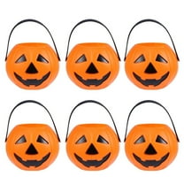 6 Pack Mini Halloween Pumpkin Bucket Portable Lantern Candy Bucket Children Trick or Treat Pumpkin Bags for Party Favor Supplies (Orange)