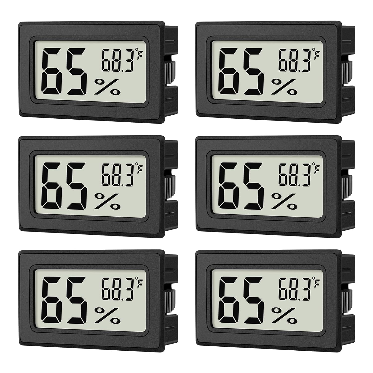 6-Pack Mini Hygrometer Indoor Humidity Meter, Digital Thermometer Gauge Monitor Fahrenheit (℉) for Reptile Thermostat, Jars Reptile, Fridge